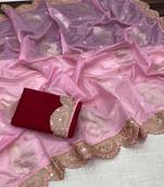 Pink Color Designer Organza Party Wear Saree