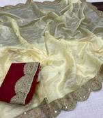 Light Lemon Color Designer Organza Party Wear Saree