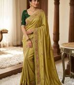 Light Lemon Color Designer Organza Party Wear Saree