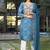 Blue viscose print dola with handwork kurta set