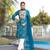 Blue viscose print dola with handwork kurta set