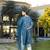 Blue viscose print dola with handwork kurta set