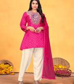 Rani viscose print dola with handwork kurta set