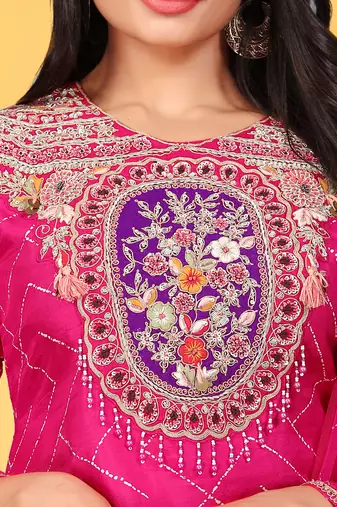 Rani viscose print dola with handwork kurta set