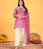 Onion viscose print dola with handwork kurta set