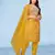 Mustard viscose print dola with handwork kurta set