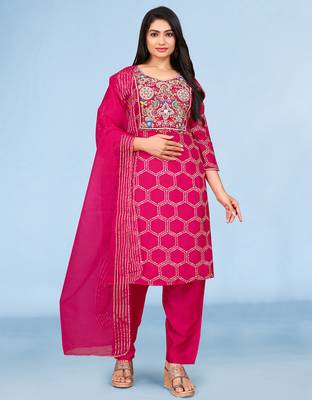 Rani viscose print dola with handwork kurta set 1