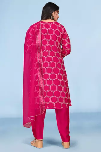 Rani viscose print dola with handwork kurta set