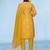 Mustard viscose print dola with handwork kurta set