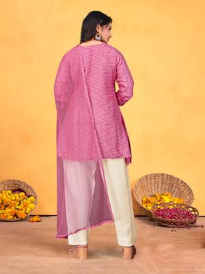 Onion viscose print dola with handwork kurta set 4
