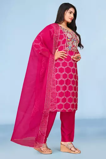 Rani viscose print dola with handwork kurta set