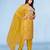 Mustard viscose print dola with handwork kurta set