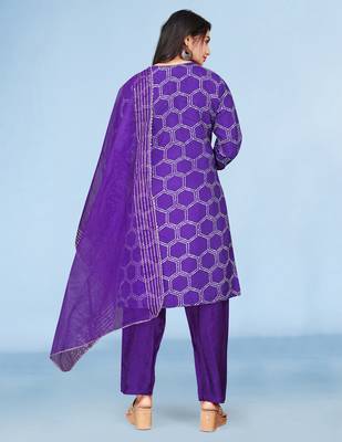 Light Blue viscose print dola with handwork kurta set 3