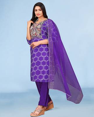 Light Blue viscose print dola with handwork kurta set 4