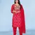 Red viscose print dola with handwork kurta set