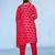 Red viscose print dola with handwork kurta set