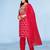 Red viscose print dola with handwork kurta set
