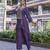 Purple viscose dola with handwork kurta set