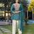Teal blue viscose print dola with handwork kurta set