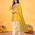 Mustard viscose print dola with handwork kurta set