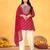Red viscose print dola with handwork kurta set