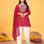 Red viscose print dola with handwork kurta set