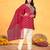 Red viscose print dola with handwork kurta set