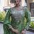 Green viscose print dola with handwork kurta set