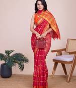 Pink weaving jari designer kota doriya saree with blouse piece