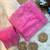 designer pink space silk diamond work saree for women festival wear