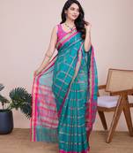 Sea green weaving jari designer kota doriya saree with blouse piece