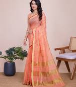 Orange weaving jari designer kota doriya saree with blouse piece