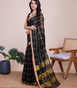 Black weaving jari designer kota doriya saree with blouse piece