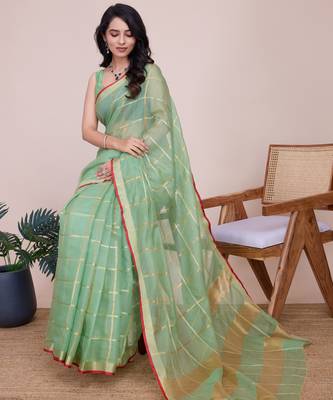 Pista weaving jari designer kota doriya saree with blouse piece 1