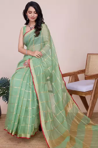 Pista weaving jari designer kota doriya saree with blouse piece