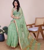Pista weaving jari designer kota doriya saree with blouse piece