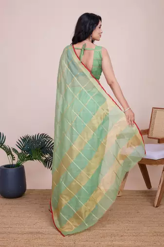 Pista weaving jari designer kota doriya saree with blouse piece