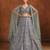 Dusty Dark Blue Net Satin Bridal Lehenga with Mirror & Stone Work Blouse