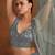 Dusty Dark Blue Net Satin Bridal Lehenga with Mirror & Stone Work Blouse