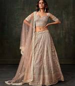 Baby Pink Net Silk Bridal Lehenga with Heavy Embroidery & Blouse