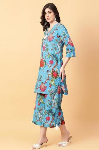 black cotton printed & hand work co-ord set
