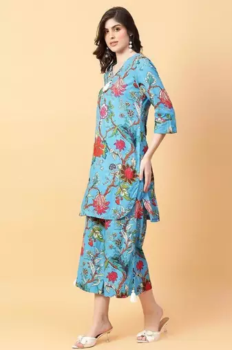 black cotton printed & hand work co-ord set