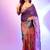 elegant purple digital printed saree with hand embroidery