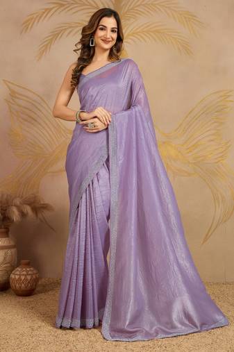Art Silk Zarkan Work Saree with Unstitched Blouse Piece