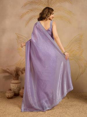 Art Silk Zarkan Work Saree with Unstitched Blouse Piece 2
