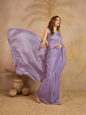 Art Silk Zarkan Work Saree with Unstitched Blouse Piece 3
