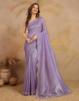 Art Silk Zarkan Work Saree with Unstitched Blouse Piece 7