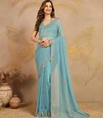 Art Silk Zarkan Work Saree with Unstitched Blouse Piece