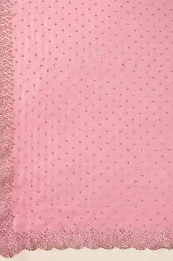 Chiffon swarovski Work Saree with Unstitched Blouse Piece