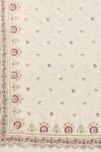 Trendmalls Geogette Embroidery Zarkan Work Saree with Unstitched Blouse Piece